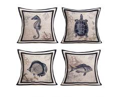 Kissenbezug, Motiv Smilyard Hund mit Zitaten, Baumwolle / Leinen, quadratisch, 45,7 x 45,7 cm 18 X 18 Retro Sea Style 4pc