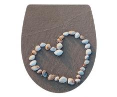 Wenko WC-Sitz Hochglanz Acryl Heartbeach, High Gloss Oberfläche, Toilettendeckel mit Absenkautomatik, aus Duroplast, 39 x 45 cm