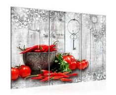 Bilder Küche Gewürze Wandbild 120 x 80 cm Vlies - Leinwand Bild XXL Format Wandbilder Wohnzimmer Wohnung Deko Kunstdrucke Grau 3 Teilig - MADE IN GERMANY - Fertig zum Aufhängen 019231c