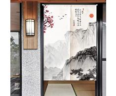 Ofat Home Chinesische traditionelle Malerei Türvorhang Marvelous Mountain Malerei Baumwolle Leinen Tinte Malerei 85,1 x 149,9 cm Türvorhang für Heimdekoration