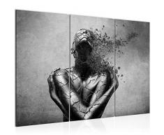 Bilder Abstrakt Mensch Wandbild 120 x 80 cm Vlies - Leinwand Bild XXL Format Wandbilder Wohnzimmer Wohnung Deko Kunstdrucke Grau 3 Teilig - MADE IN GERMANY - Fertig zum Aufhängen 612331c