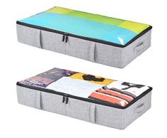 Unterbett-Behälter, Aufbewahrungsbehälter für Kleidung, Decken, Schuhe und Geschenkpapier, 2er-Pack – 83,8 x 43,2 x 15,2 cm grau