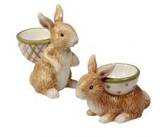 Certified International Bunny Patch 3-D Eierbecher, 2 verschiedene Designs, Einheitsgröße, mehrfarbig, 6 Stück