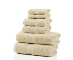 Superior gekämmte Baumwolle 6 TLG. Set 6 Handtuch Modern Two Bath Towels 27 x 54, Two Hand Towels 16 x 30, Two Face Towels 13 x 13 elfenbeinfarben