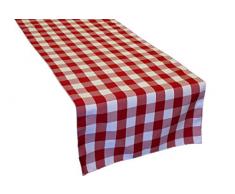 La Leinen Poly Karierte Tischläufer, 14 von 274 cm, Rot/Weiß