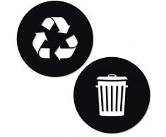 Vinyl Friend Recycling und Abfall-Aufkleber Logoart 2 Symbol Mülleimer oder Müllcontainer und Wände zu organisieren - Black Gloss Vinyl-Aufkleber Aufkleber klein - 5.5x5.5 schwarz glänzend