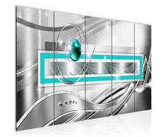 Bilder Abstrakt Wandbild 200 x 80 cm Vlies - Leinwand Bild XXL Format Wandbilder Wohnzimmer Wohnung Deko Kunstdrucke Türkis 5 Teilig - MADE IN GERMANY - Fertig zum Aufhängen 108255c