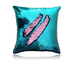 San Tungus 45,7 x 45,7 cm Blaugrün und Lotus Pink wendbar Pailletten Kissen Fall 18 x 18 Inch(Without Insert) Teal and Lotus Pink