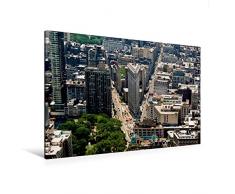 Calvendo Premium Textil-Leinwand 120 cm x 80 cm quer, EIN Motiv aus dem Kalender Ansichten Einer Stadt: New York | Wandbild, Bild auf Keilrahmen, Fertigbild The Flatiron Building Orte Orte