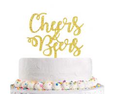 Karoo Jan Cheers Beers Cake Topper, Happy Birthday Cake Topper, Oh Baby- Happy Wedding Party Supplies Decor