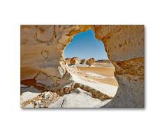 Premium Textil-Leinwand 90 x 60 cm Quer-Format Durchbruch in einer Kalksteinformation der weisse Wueste, Region El Agabat, nahe Oase Farafra, Libysche Wueste, Aegypten, Afrika | Wandbild, HD-Bild auf Keilrahmen, Fertigbild auf