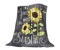 Luxuriöse Tagesdecke mit Sonnenblumen und Bienen, You are My Sunshine, dekorative Tagesdecke, superweich, kuschelig, Flanell-Fleece, für Stadion, Couch Sofa, Bett, Stuhl, Reisen 50x60Inch Sie sind meine Sunshinesue0619
