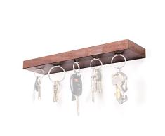 Rackless – Floating, Wand montiert Regal und Magnetschlüssel Rack, in 20,3 cm 25,4 cm & 30,5 cm Längen, massiv Walnuss Holz, braun, 12 Wide