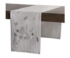 Maison dHermine Flore Tischläufer, 100% Baumwolle, Baumwolle, grau, 14.5x72