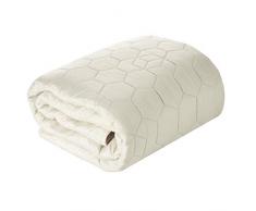 Deisgn91 Bettüberwurf Schlicht Tagesdecke Honigwabe Muster Gesteppte Decke Überwurf Steppdecke Schlafzimmer Wohnzimmer Gästezimmer Lounge, Creme, 170x210cm