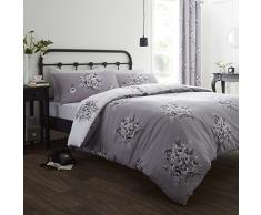 Catherine Lansfield Floral Bouquet Bettbezug, 100% Baumwolle, Grau, Einzelbett, 160 x 200 x 1 cm