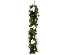 Flair Flower Tannengirlande Weihnachtsstern, Künstliche Blumen, Weihnachtsdeko, weiß, 120x20x12 cm