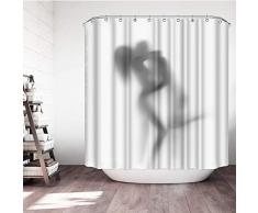 VividHome Liebespaar Duschvorhang Sexy Frau Nude Nude Silhouetten Schattenmotiv Gemälde Badezimmer Duschvorhang mit Haken wasserdicht 182,9 x 182,9 cm