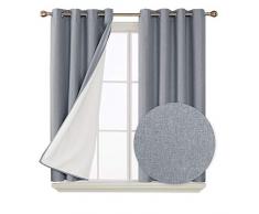 Deconovo Vorhänge aus Kunstleinen zur Verdunkelung von Raumverdunkelung, Thermoisoliert, 2 Stück, Polyester-Mischgewebe, grau, 52W x 45L Inches