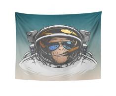 Emvency Wandteppich Space AFFE Astronaut Cool Gorilla Spaceman Schimpanse Home Decor Wand hängend für Wohnzimmer Schlafzimmer Schlafzimmer Schlafzimmer 60 x 80 rot
