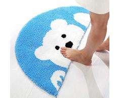 Playtime Gemütlicher Tier-Teppich mit niedlichem Bär, Biene, Kaninchen, halbrund, für Schlafzimmer, Badezimmer, Tür, Küche, Fußboden, Teppich, wasserabsorbierend, rutschfeste Matte für Kinderzimmer, blau, 50*100CM