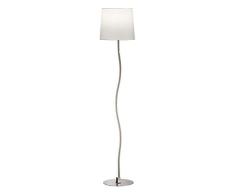 Reality Leuchten LED Stehleuchte Wang R42812101, Metall Nickel matt, Stoffschirm weiß, Gestänge inkl. 2x 7 Watt LED, Fluter exkl. 1x E27