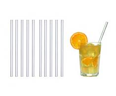 TFA Dostmann GlasWerk Medium Glas Trinkhalme, 14.2016.10, 10 Stück, Spülmaschinengeeignet, für Longdrinks/Latte Macchiato