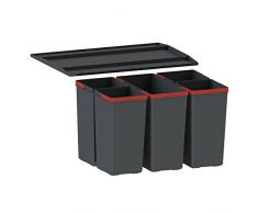 FRANKE Easysort 600-1-4 Abfallsorter Abfalleimer Mülleimer Abfallsammler, Plastik, schwarz, 37,8 x 56,4 x 34,3 cm