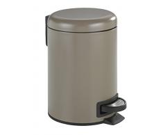 WENKO 22443100 Kosmetik Treteimer Leman Braun-Mattiert, Kosmetikeimer mit Tretmechanismus Fassungsvermögen: 3 l, Stahl, 17 x 25 x 22.5 cm