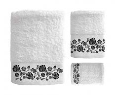 SECANETA Badetücher, Bestickt, 100% Baumwolle, für Schminktisch, Waschbecken und Dusche, Lola (weiÃ)