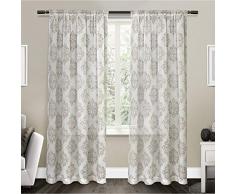 Exclusiv Home Vorhänge Medaillon Belgische Leinen Fenster Vorhang Paneel Paar mit Stangentasche belgische Leinen 54x96 Taupe