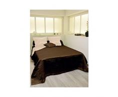 Soleil docre Tagesdecke wattiert doppelseitig Satin Choco/Ecru