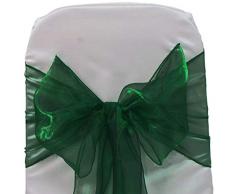 mds Organza-Stuhlschärpen, für Hochzeits- und Veranstaltungszubehör, Party-Dekoration, Stuhlhusse, Schärpe – 30 Farben 10 Hunter Green
