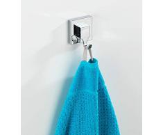 WENKO Vacuum-Loc Haken-Set eckig - 2er Set, Handtuch-Haken, Kleiderhaken, befestigen ohne bohren, 6 x 7 x 5 cm, Chrom