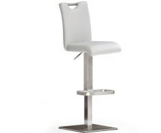 Robas Lund Barhocker Weiß mit Lehne Barstuhl drehbar 180 Grad, Hocker höhenverstellbar, PU BAR.DO