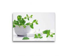 Premium Textil-Leinwand 45 x 30 cm Quer-Format Melissa officinalis, frische Kräuter der Gesundheit | Wandbild, HD-Bild auf Keilrahmen, Fertigbild auf hochwertigem Vlies, Leinwanddruck von Avianaarts Design Fotografie by Tanja Riedel