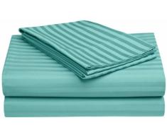 Einlagiges Bettlaken-Set für Doppelbett aus 100 % gekämmter ELS-Baumwolle, Fadenzahl 650, Doppel-3-Stück-Bettlaken-Set, blaugrün, Super King