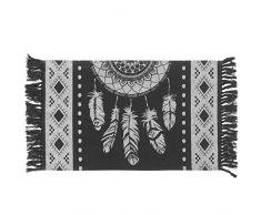 Douceur d Intérieur Birmanischer Teppich, rechteckig, mit Fransen, Schwarz/Weiß, 50 x 80 cm