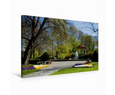 Calvendo Leinwand Stadtpark mit Pavillon 90x60cm, Special-Edition Wandbild, Bild auf Keilrahmen, Fertigbild auf hochwertigem Textil, Leinwanddruck, kein Poster