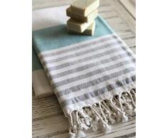 Trend Übergroßes türkisches Handtuch, weiche Frottee-Rückseite, gestreiftes türkisches Badetuch, Strandtuch, Pestemal Badelaken für Übergröße, nautischer Stil, dünnes Hamamtuch, Baumwolle Fouta Mint