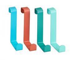 Wenko Türgarderobenhaken, 4 Haken, Stahl, 7,6 x 1,2 x 6 cm, bunt