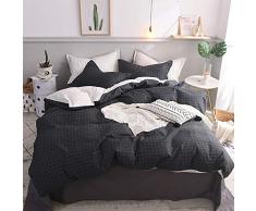 clothknow Baumwolle Bettwäsche Sets Queen kariert, 3 Stück Bettbezug Sets King Kreuz Raster – 1 Bettbezug, Baumwolle Full mit Reißverschluss 2 Umschlag Kopfkissen Standard King blau grau Full/Queen Marineblau (Navy Plaid)