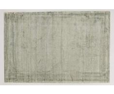 Solo Rugs Teppich mit seidigem Streifenmuster, einfarbig, handgeknüpft, 183 x 23 cm, Blau