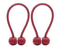 PRUNS Magnetische Vorhang Raffhalter, dekoratives Seil Fenster Halter/Halter Home Office Vintage Dekoration Vorhänge Halter 2 Stück rot