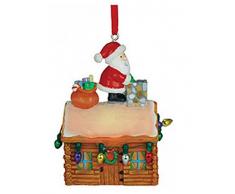 Cape Shore Dekofigur, Weihnachtsmann auf Blockhütte mit Licht, Kunstharz