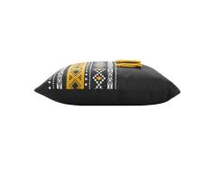 COTON DINTERIEUR Dekokissen COMPR. Pompons 40 x 40 cm Baumwolle Bedruckt Talismania schwarz Platz