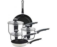 Prestige Everyday Pan Set inkl. 14/16/18 cm passieren Töpfe und 20/24 cm Bratpfannen, Edelstahl, Schwarz/Silber, Set von 5