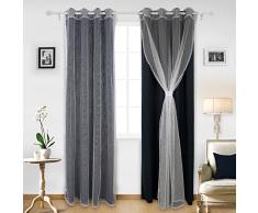 deconovo isoliert Tülle Blackout Vorhang Panel für Schlafzimmer-Set von zwei, Polyester-Mischgewebe, marineblau, 52x84 Inch
