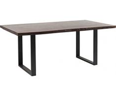 Kare Design Tisch Black Nature Walnut, Esszimmertisch, echte Baumkante, nussbaumfarben, massiver Esstisch aus Akazienholz, Metallbeine schwarz, Baumkantentisch (H/B/T)76x180x90cm