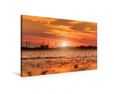 Premium Textil-Leinwand 75 x 50 cm Quer-Format Sonnenuntergang am Strand in Hooksiel | Wandbild, HD-Bild auf Keilrahmen, Fertigbild auf hochwertigem Vlies, Leinwanddruck von Rainer Ganske Fotografie